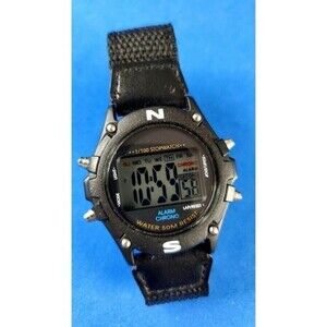 BLACK Digital Alarm/Chrono Lap Stopwatch Water Resistant Stainless Steel Watch